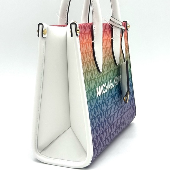 Michael Kors Mirella Small Rainbow Signature Logo Xbody Tote Bag Rainbow - Picture 4 of 11